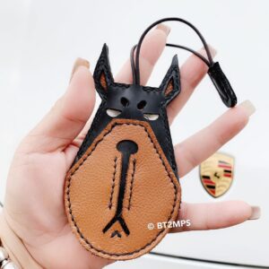 BT2MPS Handmade Doberman Pinscher Leather Key Pouch Holder Case