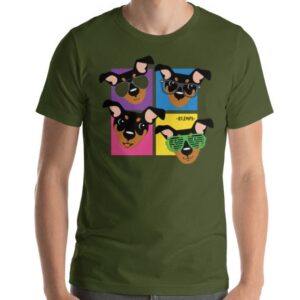 BT2MPS MinPin Pop Art - Black Min Pin Floppy Ears Short-Sleeve Unisex White T-Shirt