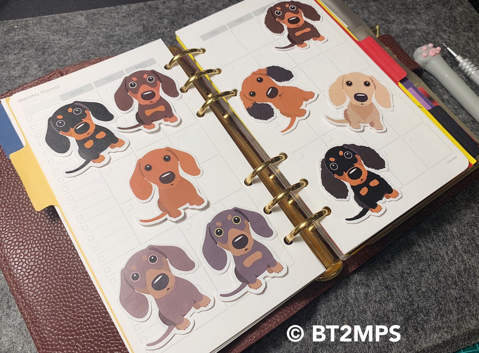 3x Dachshunds Sticker Planner Agenda Stickers Doxie Sausage Dog Weiner Dog