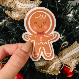 Christmas Sticker | Gingerbread Man | Vinyl Sticker, Gingerbread Sticker, Holiday Sticker, Gingerbread Cookie, Christmas Cookie, Christmas
