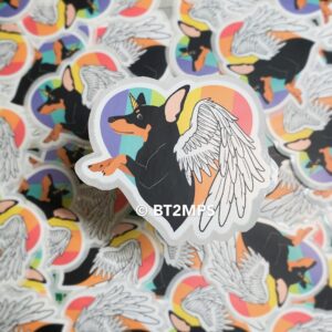 Miniature Pinscher Unicorn Min Pin Angel Uni-Min-Pin Vinyl Easy Peel Kiss Cut Stickers