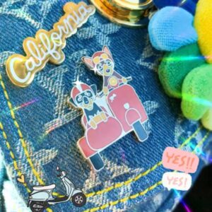 Miniature Pinscher Min Pin riding vespa motor bike Hard Enamel Pin