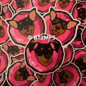 BT2MPS Miniature Pinscher Min Pin Donut Dog Die Cut Vinyl Sticker