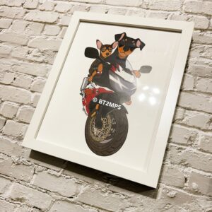 BT2MPS Min Pin Miniature Pinscher Dog Out for a Ride Illustration Personalized Print