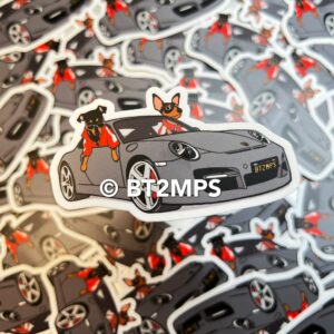 BT2MPS Min Pin Miniature Pinscher Dog Car Ride  911 Turbo Die Cut Vinyl Sticker