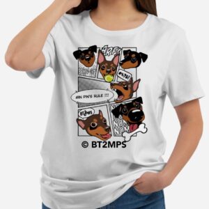 BT2MPS MinPin Comic Tee - Miniature Pinscher Short-Sleeve Unisex White T-Shirt