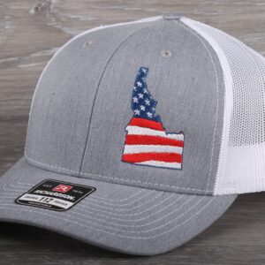 Idaho Stars and Stripes Embroidered on a Richardson 112 Trucker Snpaback Hat