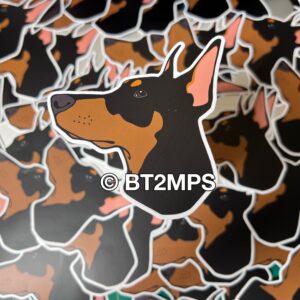 BT2MPS 4” Doberman Pinscher Dobie Big Head Vinyl Stickers