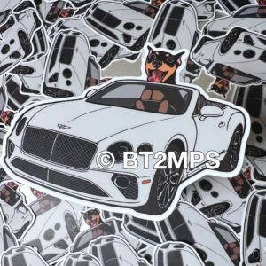 Min Pin Dog in Convertible Car Sticker - Waterproof Vinyl Decal