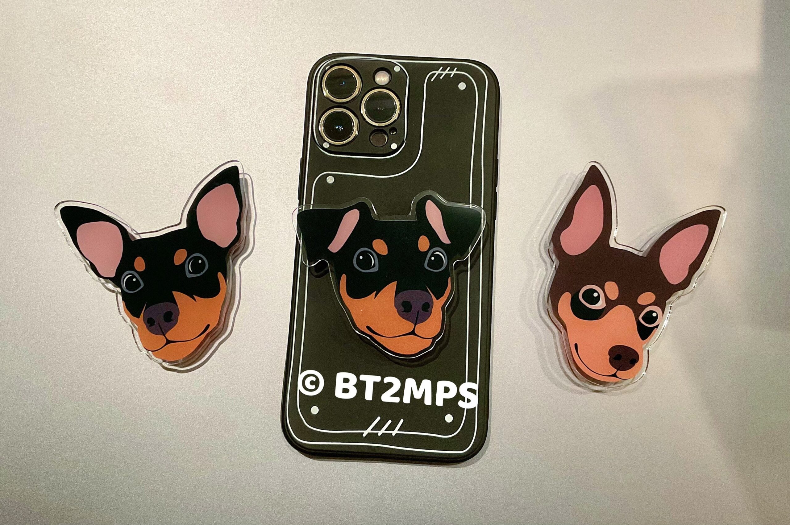 Min Pin Dog Phone Grip: Acrylic Miniature Pinscher, MagSafe Compatible