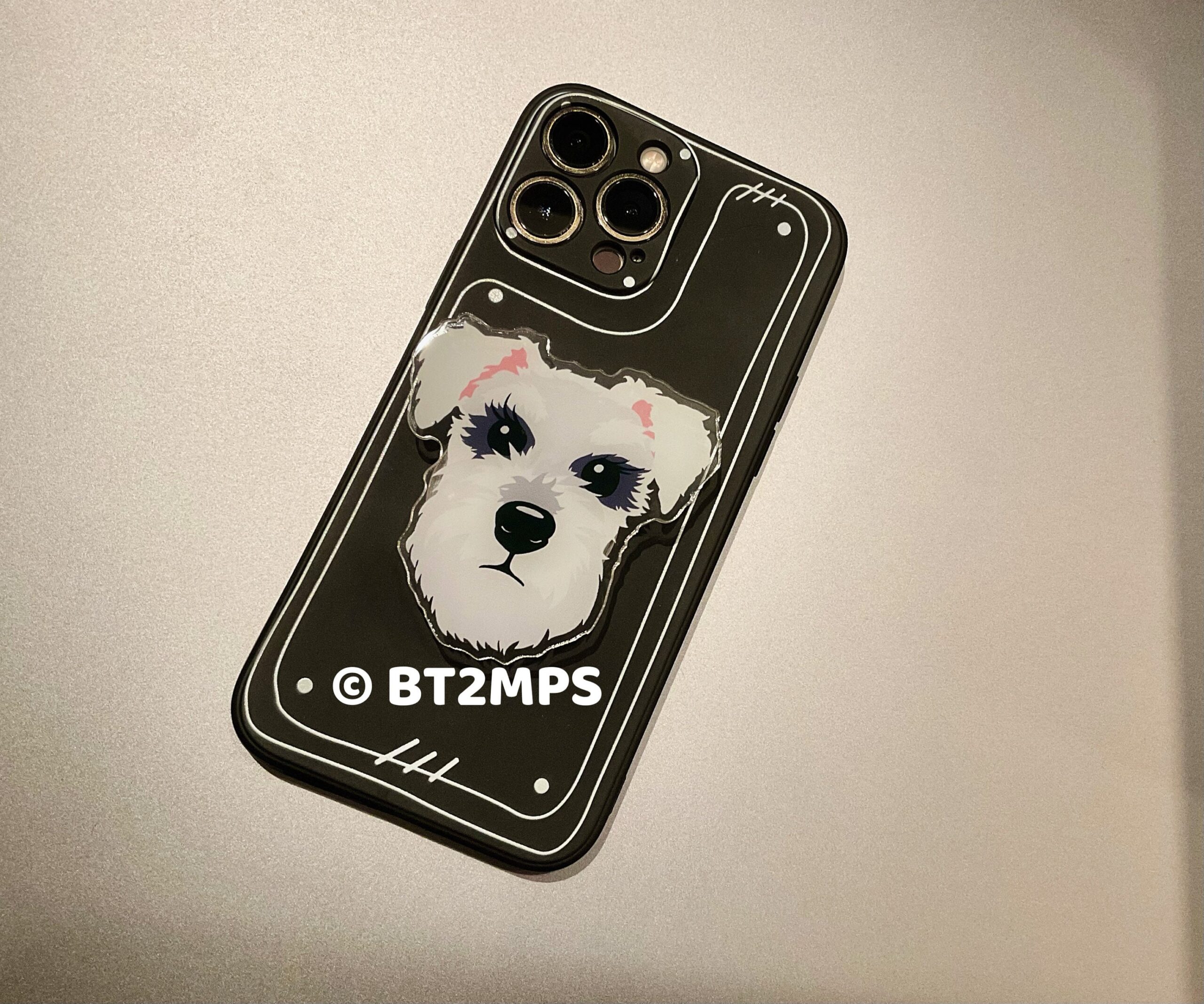 BT2MPS Schnauzer Dog Acrylic Phone Grip / iPhone Holder / Mobile Phone Stand / MagSafe - Image 3