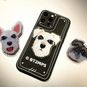BT2MPS Schnauzer Dog Acrylic Phone Grip / iPhone Holder / Mobile Phone Stand / MagSafe