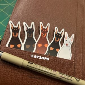 2 pcs Doberman Pinscher Vinyl Stickers BT2MPS Easy Peel Kiss Cut Stickers