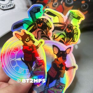 BT2MPS Min Pin Back to the Future Time Machine Hoberboard Holographic Vinyl Sticker Miniature Pinscher