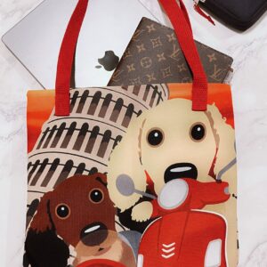 Dachshund in Italy Tote Bag: Dog Mom Travel Bag