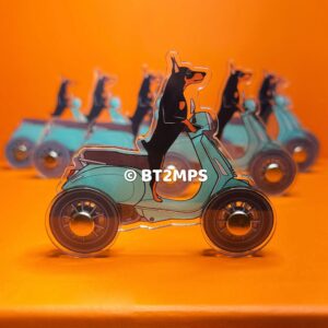 Doberman Pinscher Min Pin Dog Riding Vespa Scooter: Acrylic Desk Ornament