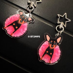 Min Pin Girl Acrylic Keychain: Pink Tutu Dog Keyring