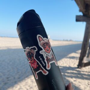 Howdy Cowboy Min Pin Vinyl Sticker: Miniature Pinscher Dog