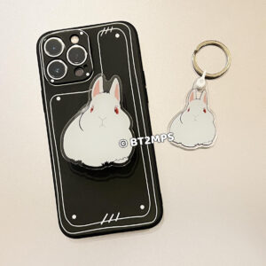 Albino Red Eye Rabbit Phone Grip & Keychain: Acrylic Bunny Duo