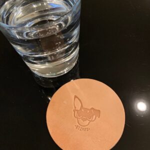 BT2MPS Logo Vegetable-Tanned Vachetta Leather Circle Coaster
