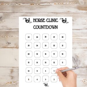 Horse Clinic Countdown Calendar,Equestrian Event Prep, Horse training countdown, Horse Clinic Countdown ,Equestrian Planner,Rider Training