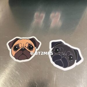BT2MPS Pug Waterproof Vinyl Sticker Easy Peel Kiss Cut Stickers
