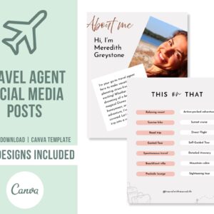 Travel Agent Social Media Post Templates | Travel Agent Instagram | Travel Agent Social Posts | Travel Agent Template | Travel Agent Canva