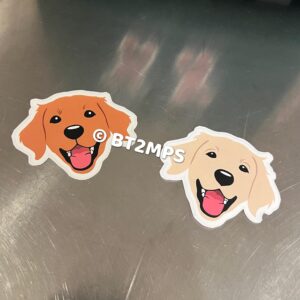 BT2MPS Golden Retriever Dog waterproof Vinyl Sticker Easy Peel Kiss Cut Stickers