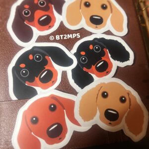 Dachshund Big Head Sticker: Doxie Weiner Dog Kiss Cut Vinyl