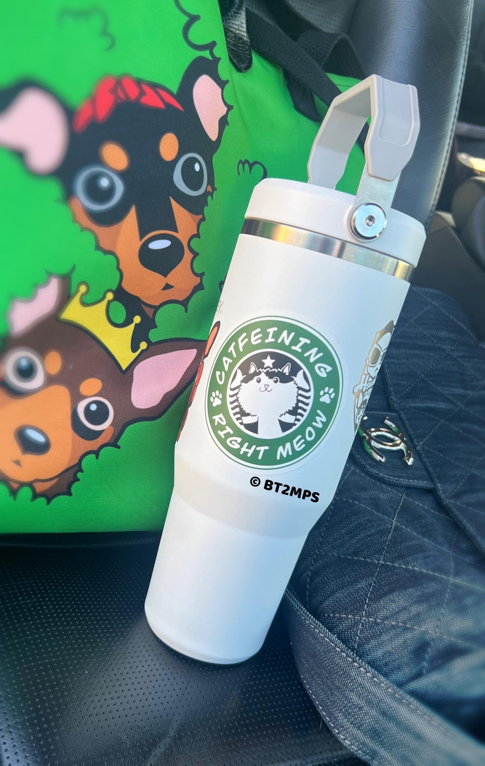Coffee lover / Starbucks / Min Pin / Miniature Pinscher / cat meow Vinyl Stickers - Image 2
