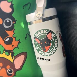 Coffee lover / Starbucks / Min Pin / Miniature Pinscher / cat meow Vinyl Stickers