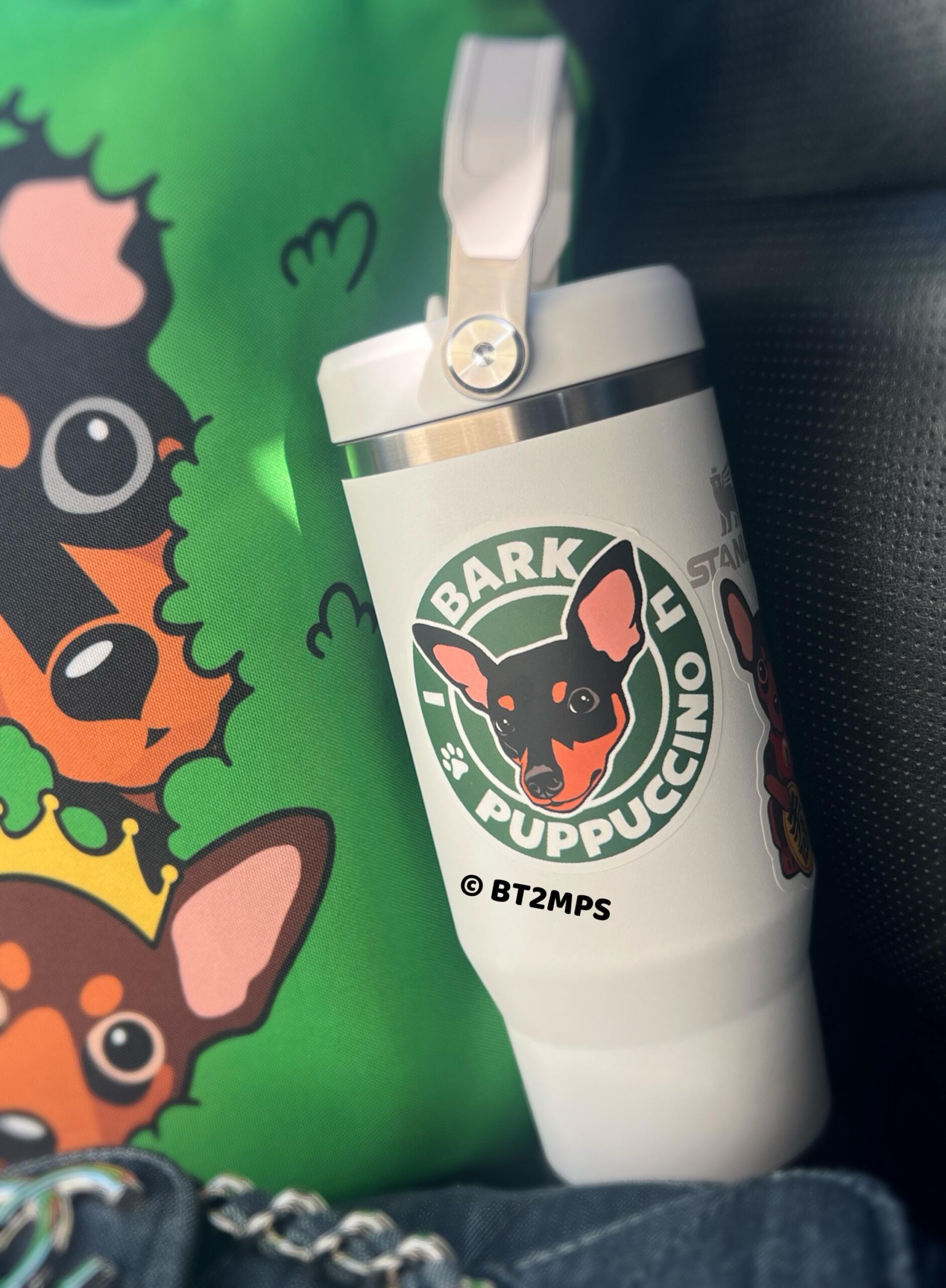 Coffee lover / Starbucks / Min Pin / Miniature Pinscher / cat meow Vinyl Stickers