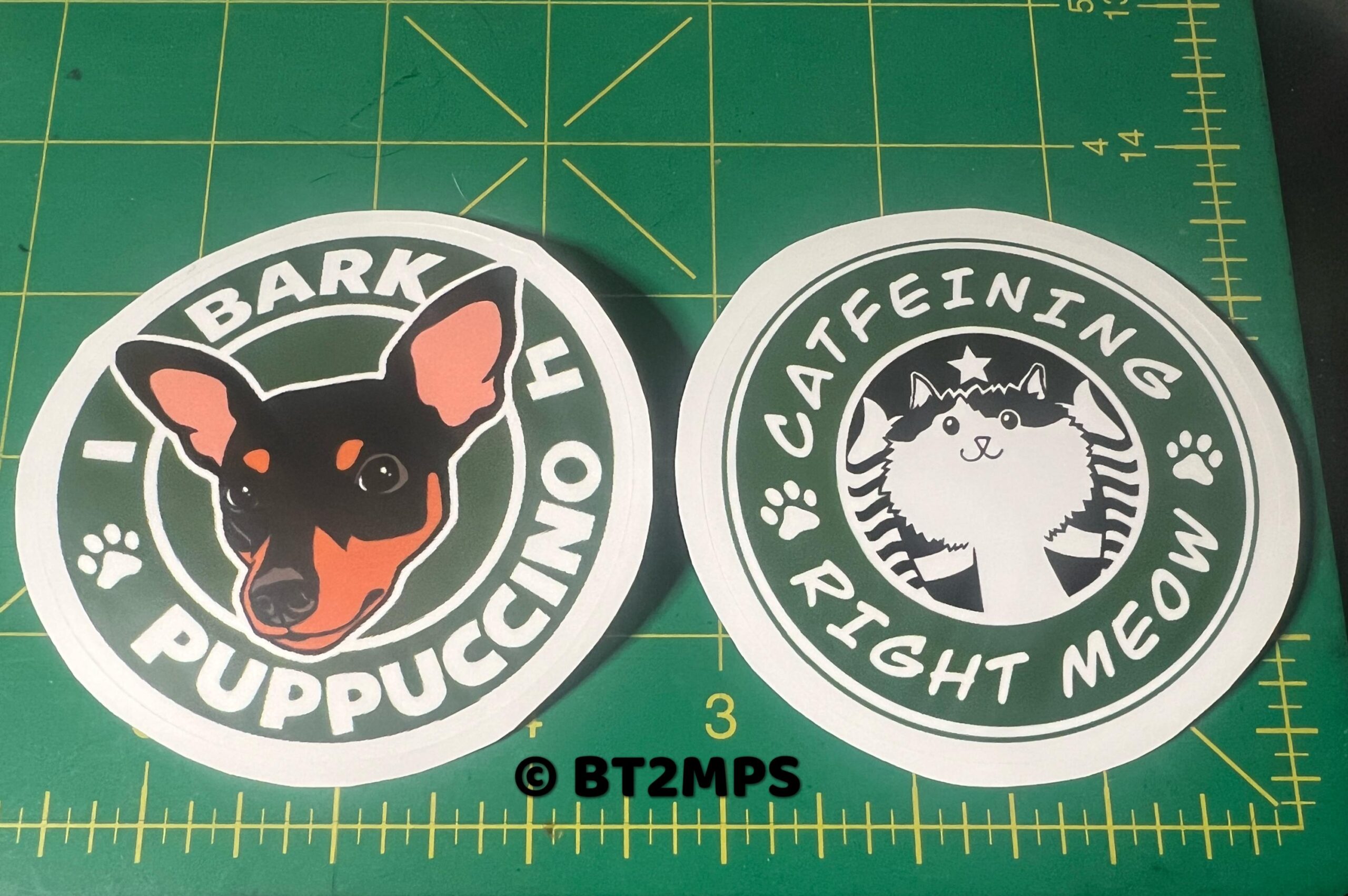 Coffee lover / Starbucks / Min Pin / Miniature Pinscher / cat meow Vinyl Stickers - Image 3